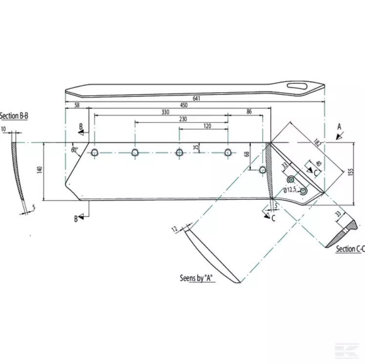 Skær 18 Venstre Inkl Boltepose TB50013 - Danatek 4 Skær 18 Venstre Inkl Boltepose TB50013 - Danatek - Billede 2